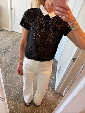 No. 21 Black Lace Top with White Peter Pan Collar